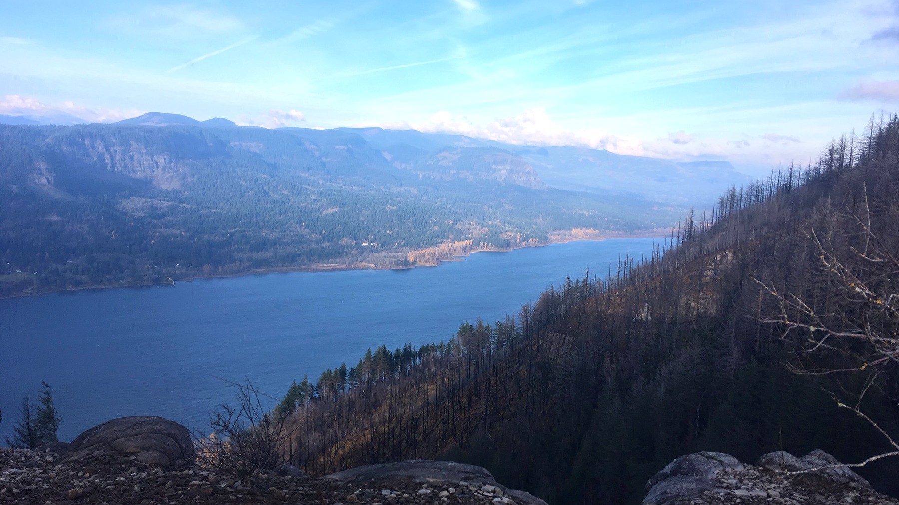 Wide Columbia River Gorge view from the top of Angel's Rest